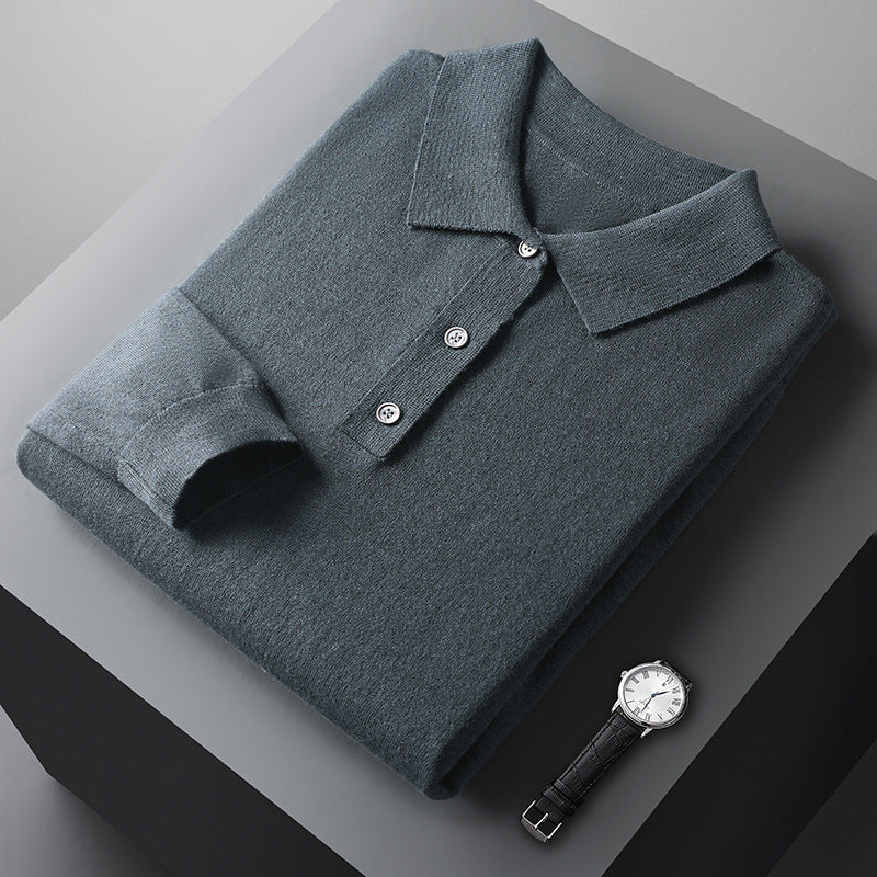 LONG SLEEVE WOOL POLO SWEATER