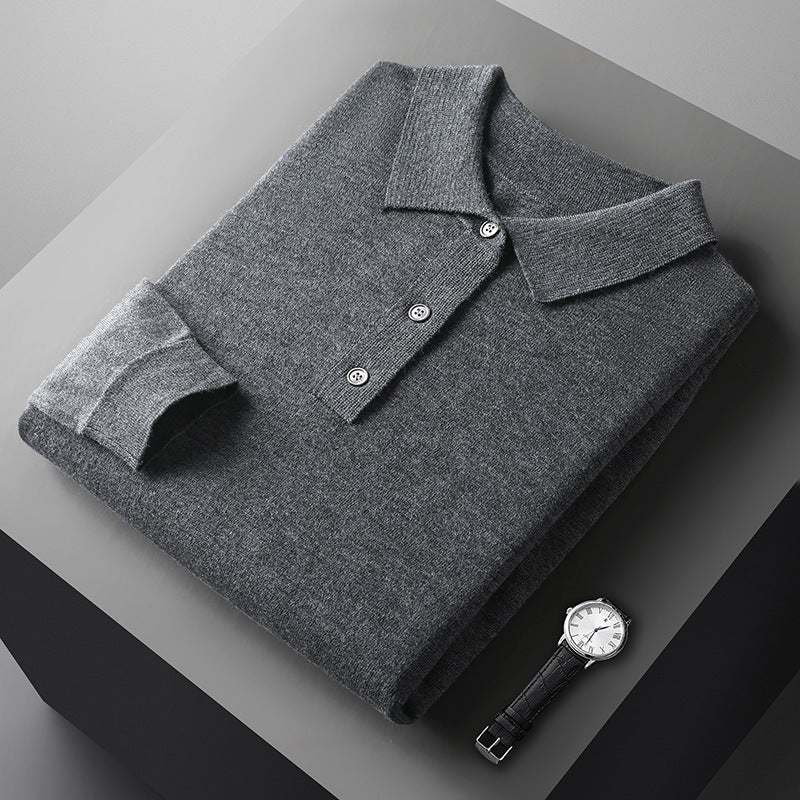 LONG SLEEVE WOOL POLO SWEATER