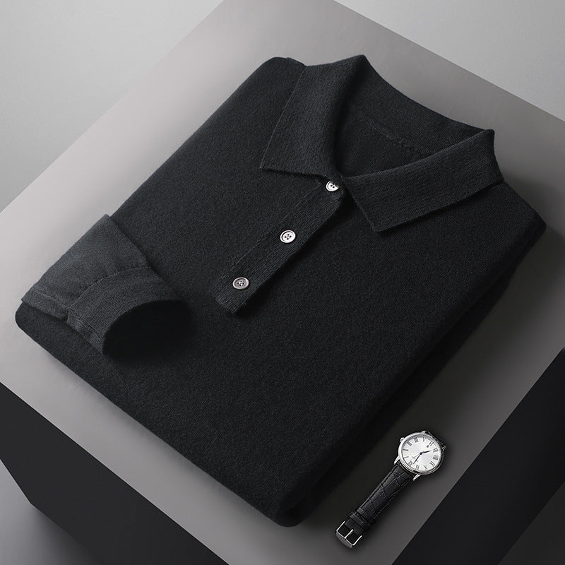 LONG SLEEVE WOOL POLO SWEATER