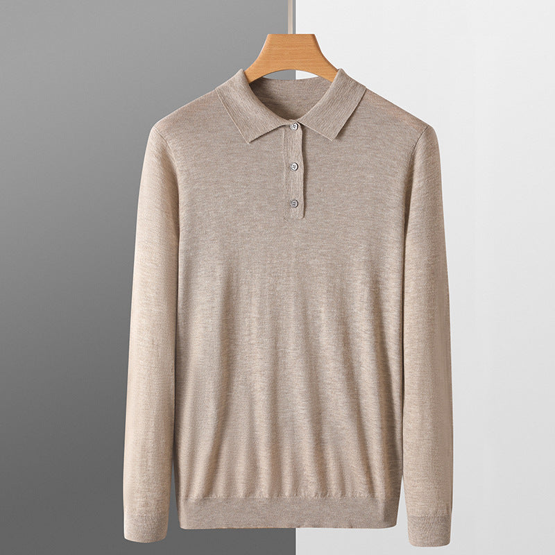 LONG SLEEVE WOOL POLO SWEATER