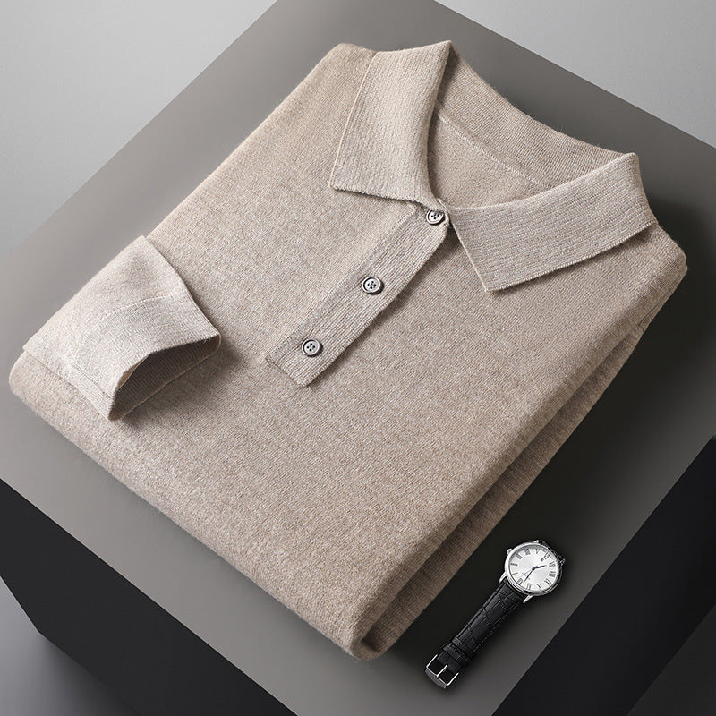 LONG SLEEVE WOOL POLO SWEATER