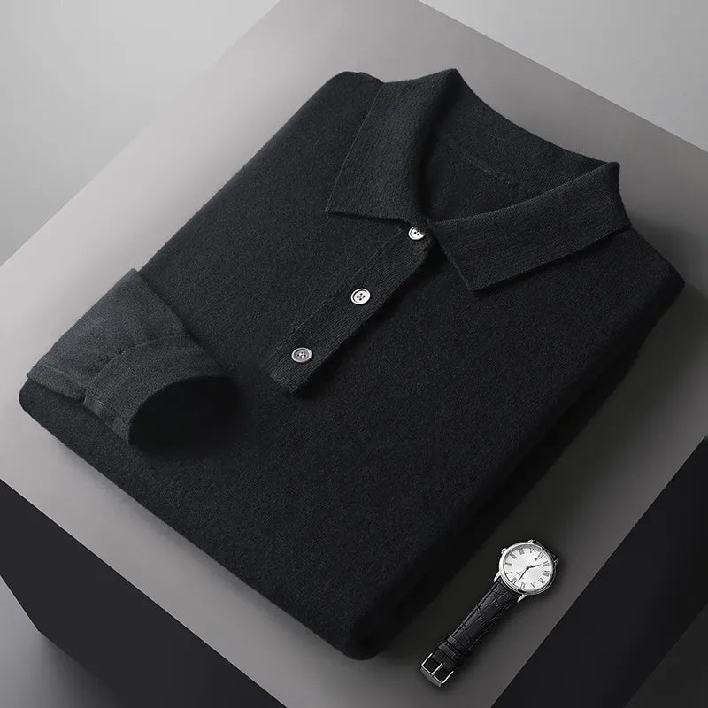 LONG SLEEVE WOOL POLO SWEATER