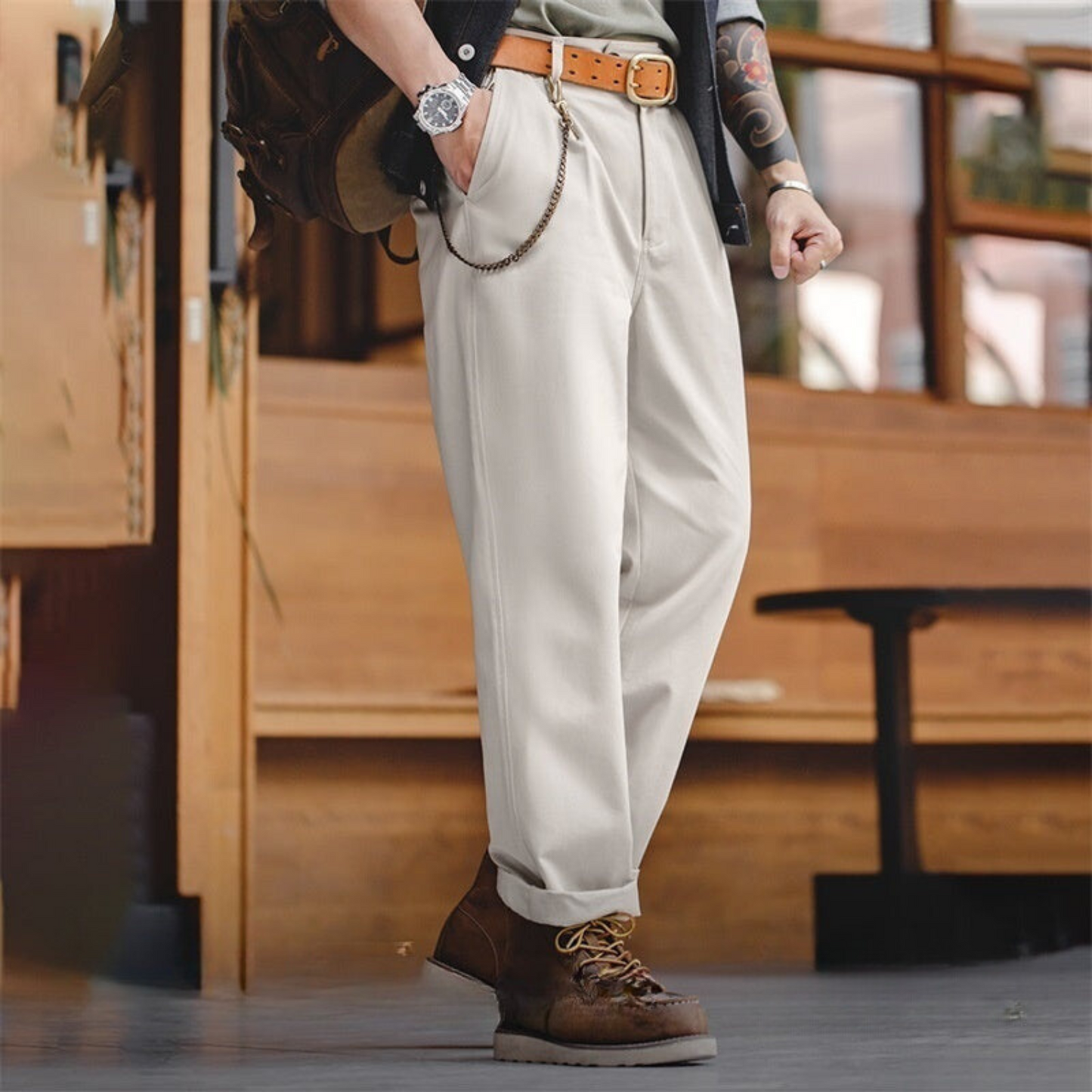REGULAR FIT COTTON TROUSERS