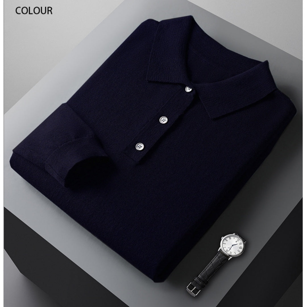 LONG SLEEVE WOOL POLO SWEATER