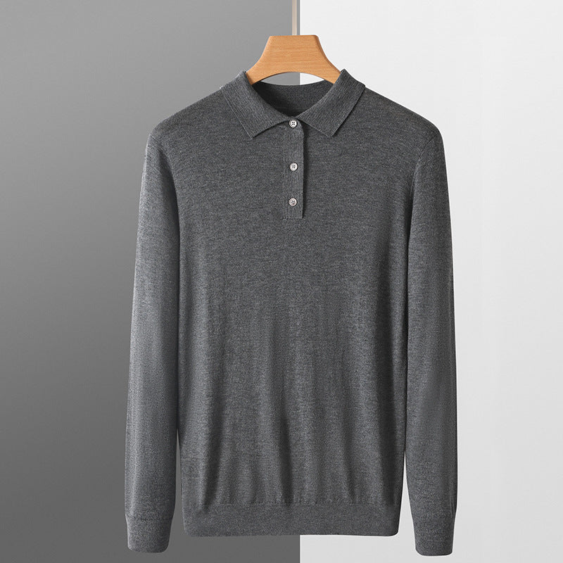 LONG SLEEVE WOOL POLO SWEATER