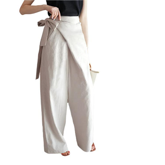 Lace-Up Irregular Wide-Leg Pants