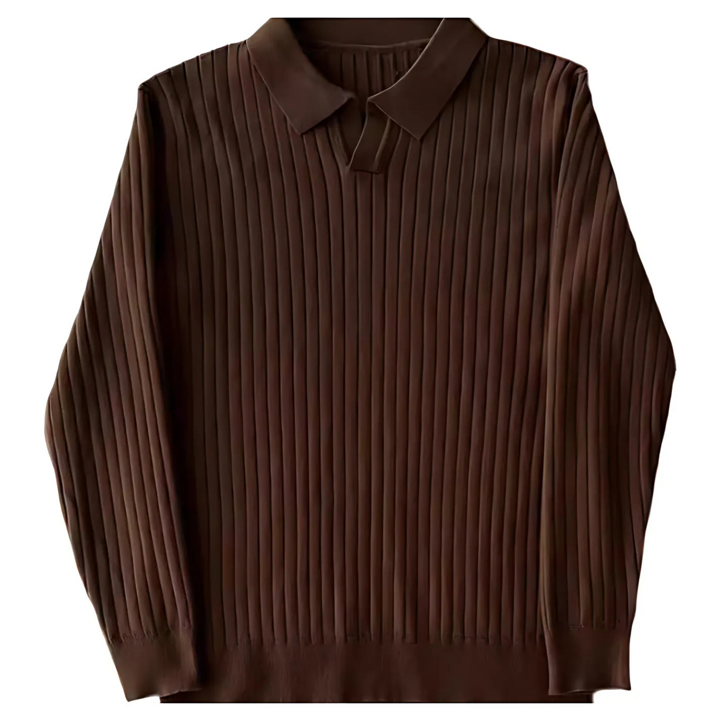 LONG SLEEVE RIBBED POLO SWEATER