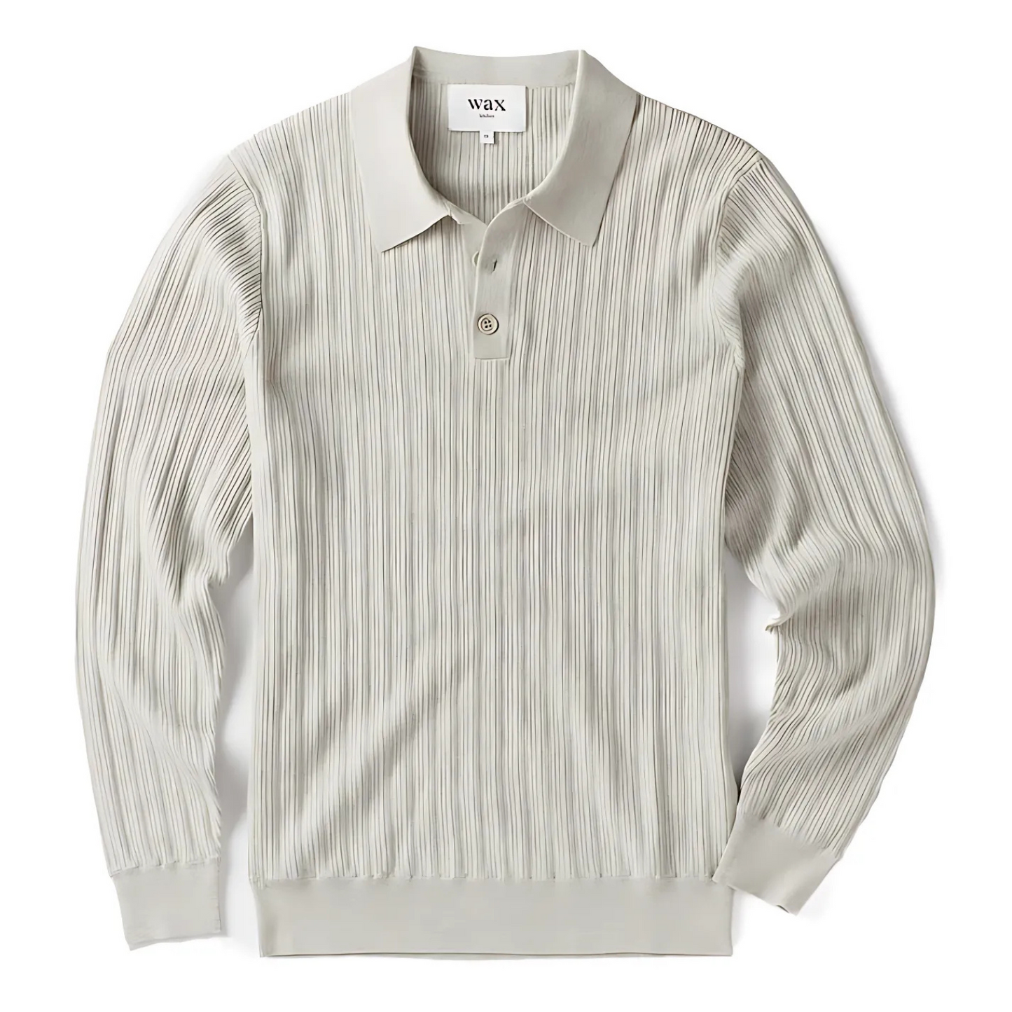 LONG SLEEVE RIBBED POLO SWEATER