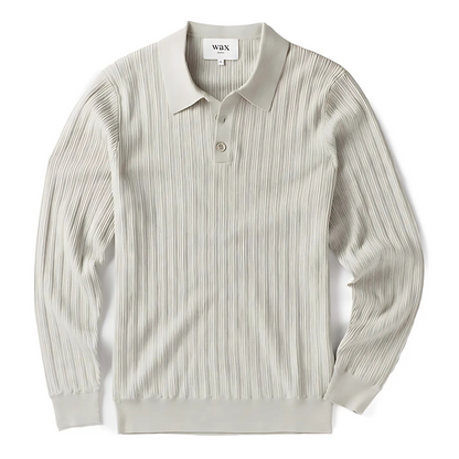 LONG SLEEVE RIBBED POLO SWEATER