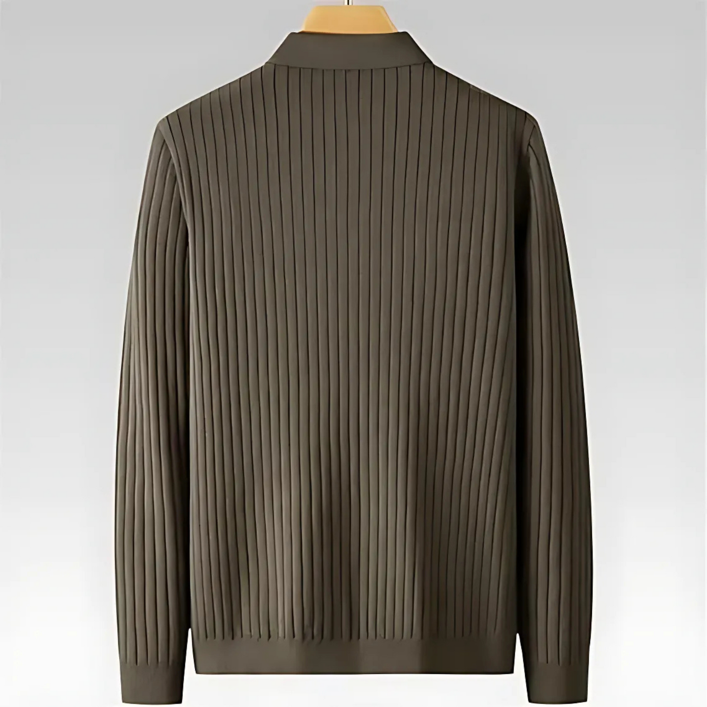 LONG SLEEVE RIBBED POLO SWEATER