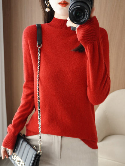 Wool Blend Loose Half Turtleneck