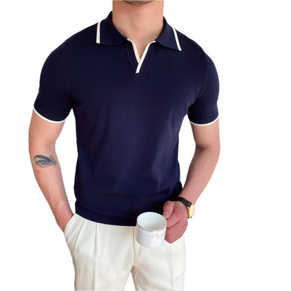 Men's Elbow-Sleeved Polo Collar T-Shirt