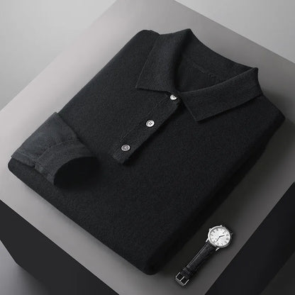 LONG SLEEVE WOOL POLO SWEATER