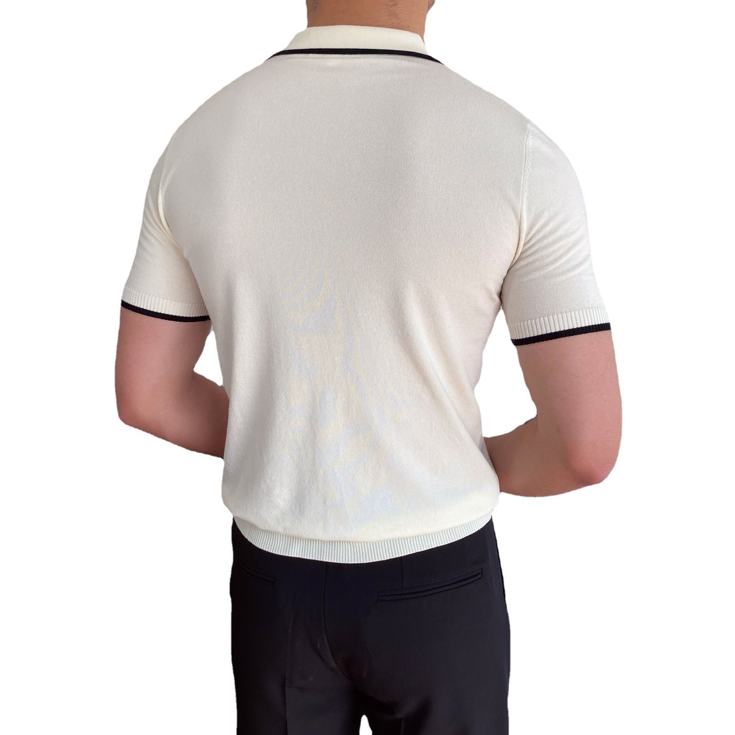 Men's Elbow-Sleeved Polo Collar T-Shirt