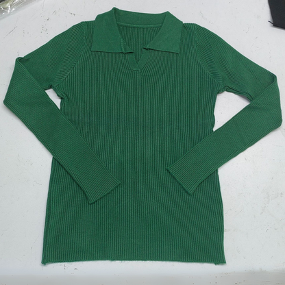 V-Neck Polo Collar Sweater