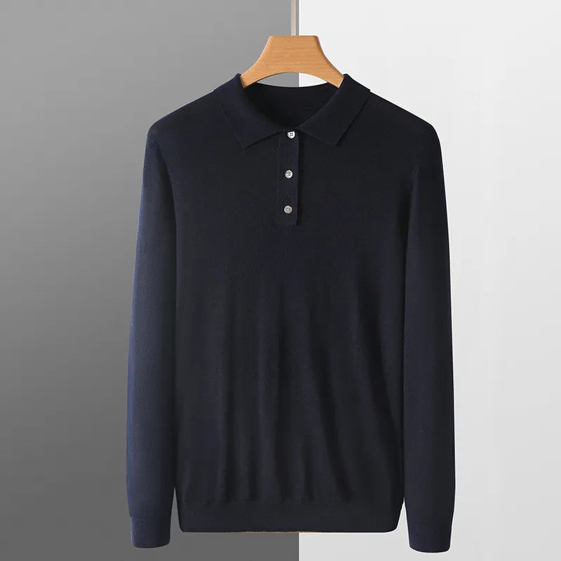 LONG SLEEVE WOOL POLO SWEATER
